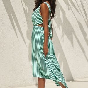 Cupshe Green and White Striped Backless Dress